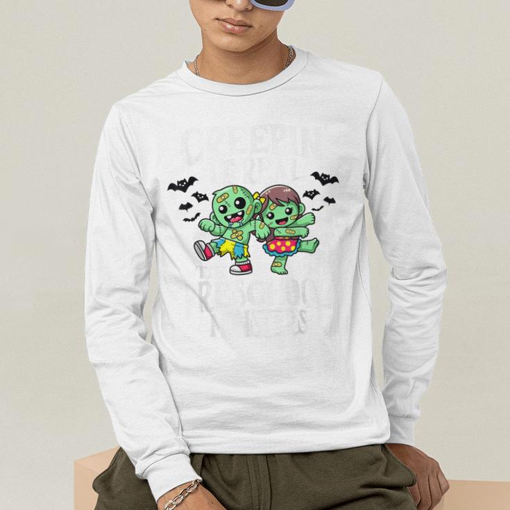 Creepin It Real Monster School Preschool Teacher Halloween Men's Long Sleeve T-Shirt, funny gift