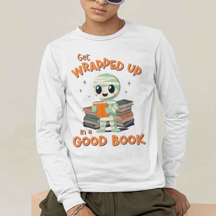 Cute Halloween Teacher Librarian Mummy Reading Books Men's Long Sleeve T-Shirt, funny gift
