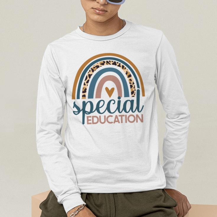 Cute Special Education Leopard Print SPED Teacher Idea Men's Long Sleeve T-Shirt, funny gift