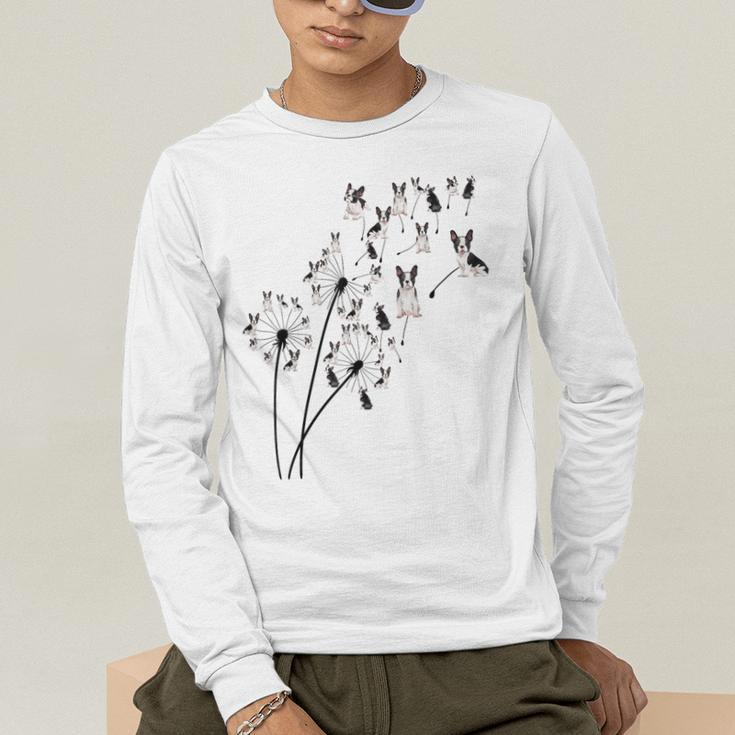 Dandelion Boston Terrier Flower Floral Bostie Tree Men's Long Sleeve T-Shirt, funny gift