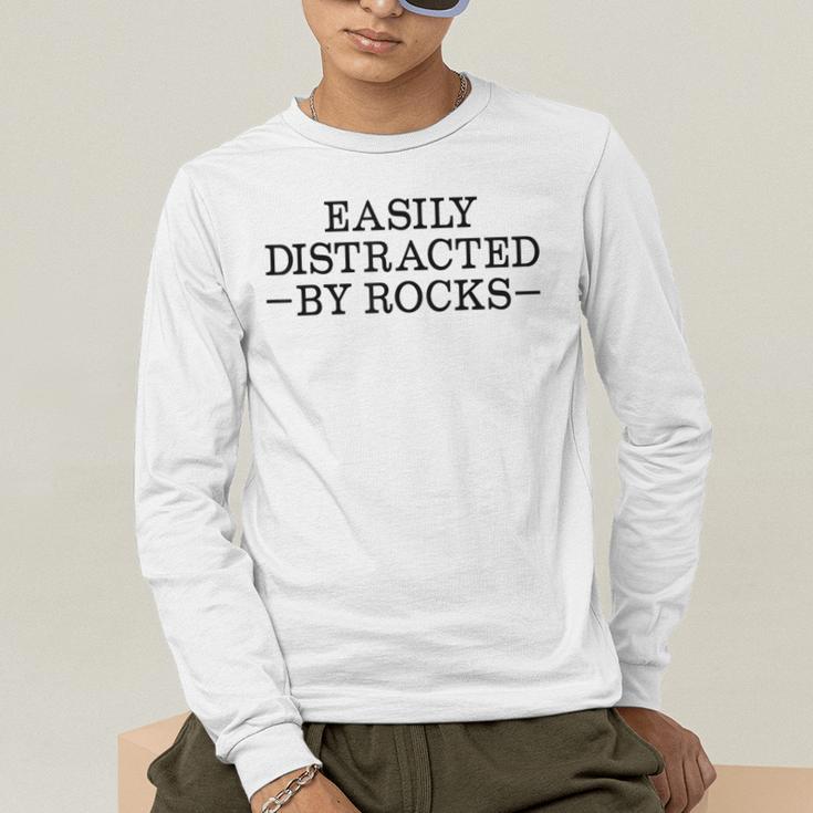 Easily Distracted By Rocks Rock Lover Geology Teacher Men's Long Sleeve T-Shirt, funny gift Easily Distracted By Rocks Rock Lover Geology Teacher Men's Long Sleeve T-Shirt, funny gift