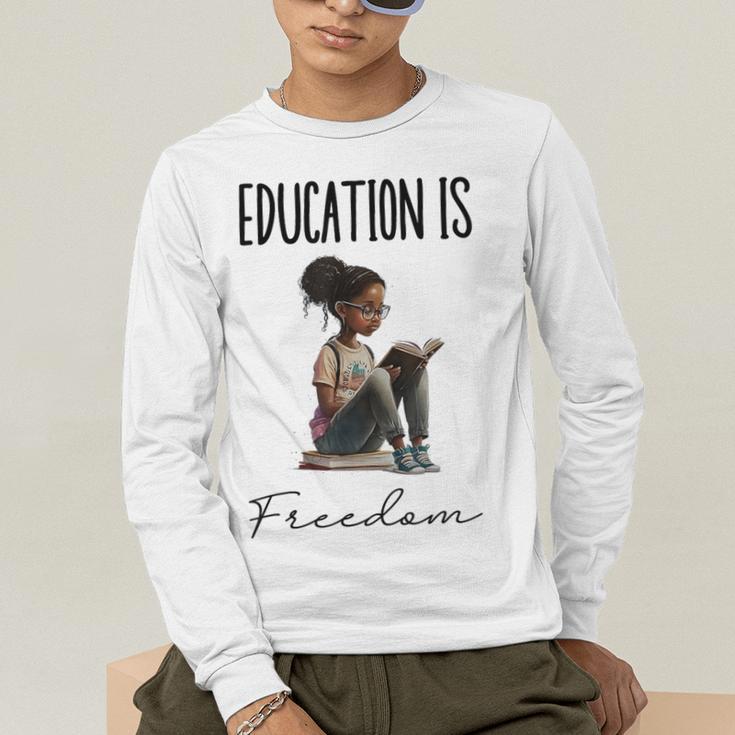 Education Is Freedom Teacher Books Black History Month Men's Long Sleeve T-Shirt, funny gift Education Is Freedom Teacher Books Black History Month Men's Long Sleeve T-Shirt, funny gift