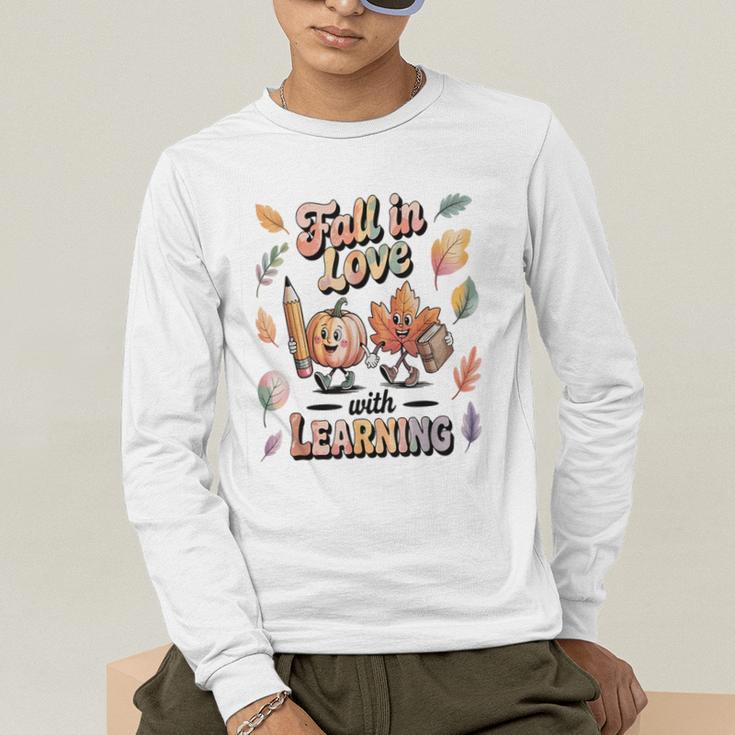 Fall In Love With Learning Teacher Autumn School Men's Long Sleeve T-Shirt, funny gift Fall In Love With Learning Teacher Autumn School Men's Long Sleeve T-Shirt, funny gift