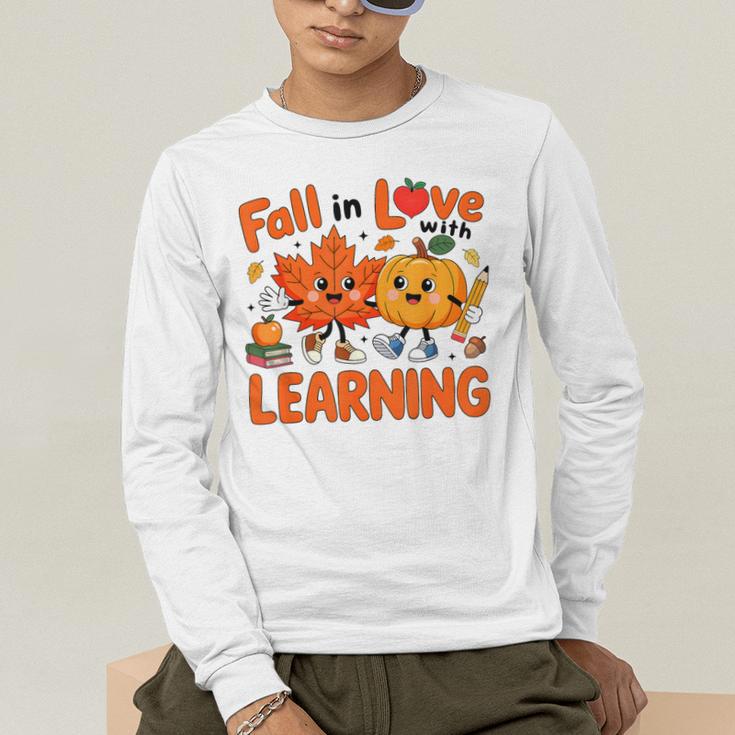 Fall In Love With Learning Thanksgiving Teacher Student Kids Men's Long Sleeve T-Shirt, funny gift Fall In Love With Learning Thanksgiving Teacher Student Kids Men's Long Sleeve T-Shirt, funny gift
