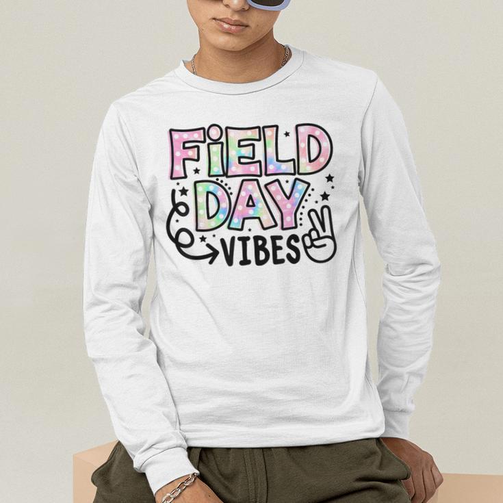 Field Day Vibes For Teacher Kids Happy Field Day 2025 Men's Long Sleeve T-Shirt, funny gift
