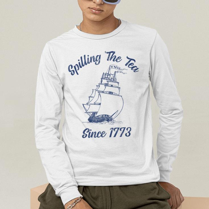 Fun 4th Of July Spilling The Tea Since 1773 History Teacher Men's Long Sleeve T-Shirt, funny gift Fun 4th Of July Spilling The Tea Since 1773 History Teacher Men's Long Sleeve T-Shirt, funny gift