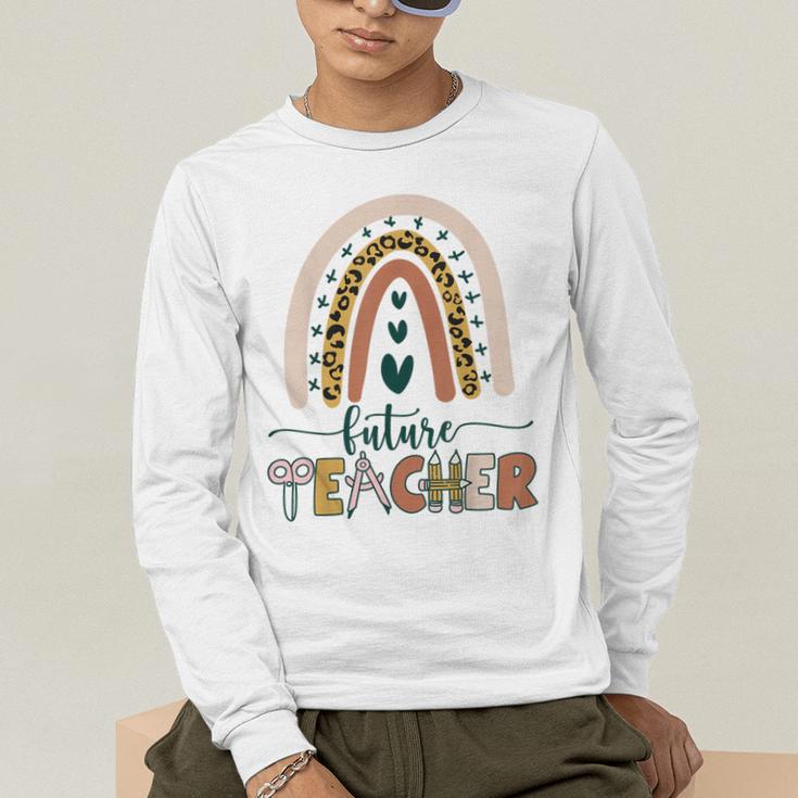 Future Teacher Boho Rainbow Leopard New Grad Student Men's Long Sleeve T-Shirt, funny gift Future Teacher Boho Rainbow Leopard New Grad Student Men's Long Sleeve T-Shirt, funny gift