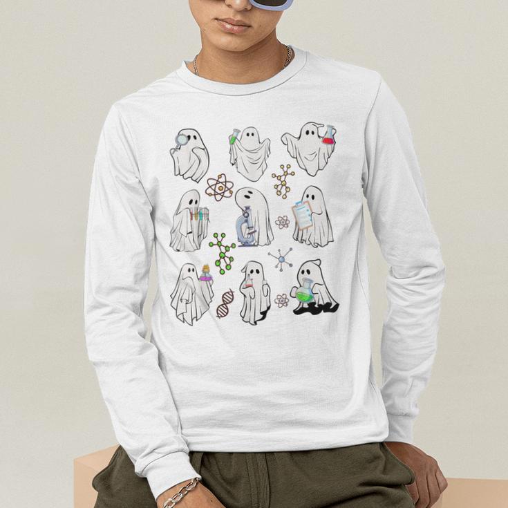 Ghost Science Teacher Chemistry Laboratory Halloween Costume Men's Long Sleeve T-Shirt, funny gift