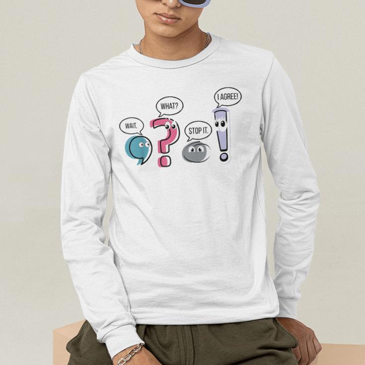 Grammar Teacher Punctuation English First Day Back To School Men's Long Sleeve T-Shirt, funny gift