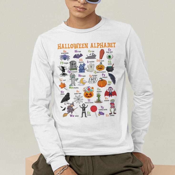 Halloween Alphabet ABCs Learning Kindergarten Teacher Men's Long Sleeve T-Shirt, funny gift