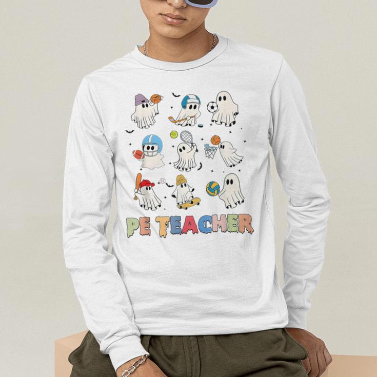 Halloween PE Teacher Spooky Physical Education Teacher Men's Long Sleeve T-Shirt, funny gift Halloween PE Teacher Spooky Physical Education Teacher Men's Long Sleeve T-Shirt, funny gift
