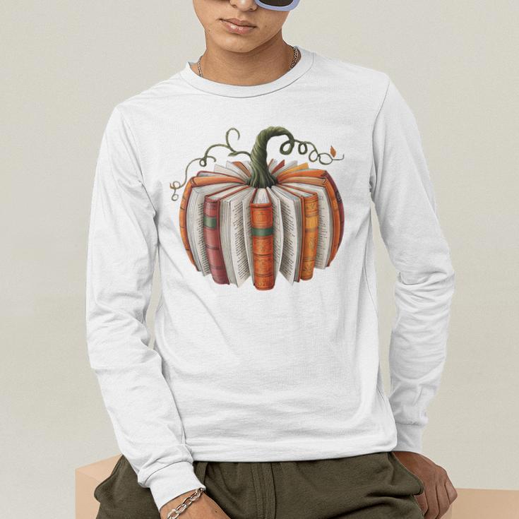 Halloween Teacher Librarians Fall Book Pumpkin Retro Reading Men's Long Sleeve T-Shirt, funny gift Halloween Teacher Librarians Fall Book Pumpkin Retro Reading Men's Long Sleeve T-Shirt, funny gift