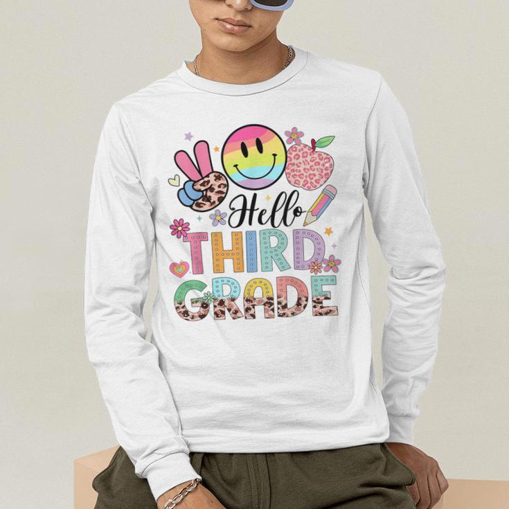 Hello 3rd Grade Boy Girl Teacher Back To School 3rd Grade Men's Long Sleeve T-Shirt, funny gift