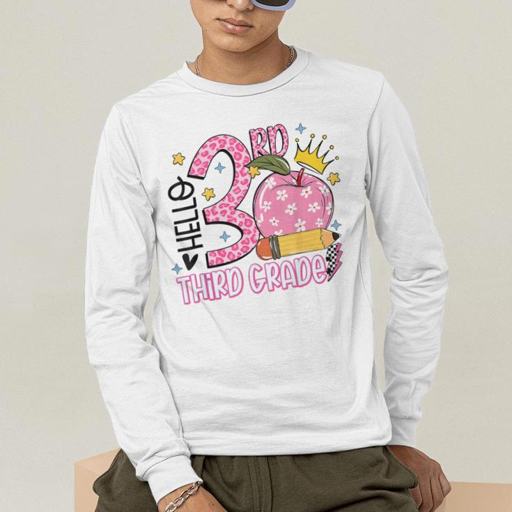 Hello 3rd Third Grade Back To School Pink Leopard Teacher Men's Long Sleeve T-Shirt, funny gift Hello 3rd Third Grade Back To School Pink Leopard Teacher Men's Long Sleeve T-Shirt, funny gift