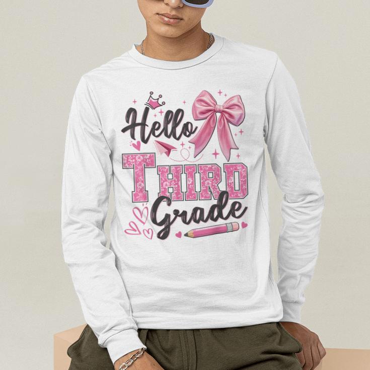 Hello Third Grade First Day Of School Coquette Teacher Girl Men's Long Sleeve T-Shirt, funny gift Hello Third Grade First Day Of School Coquette Teacher Girl Men's Long Sleeve T-Shirt, funny gift