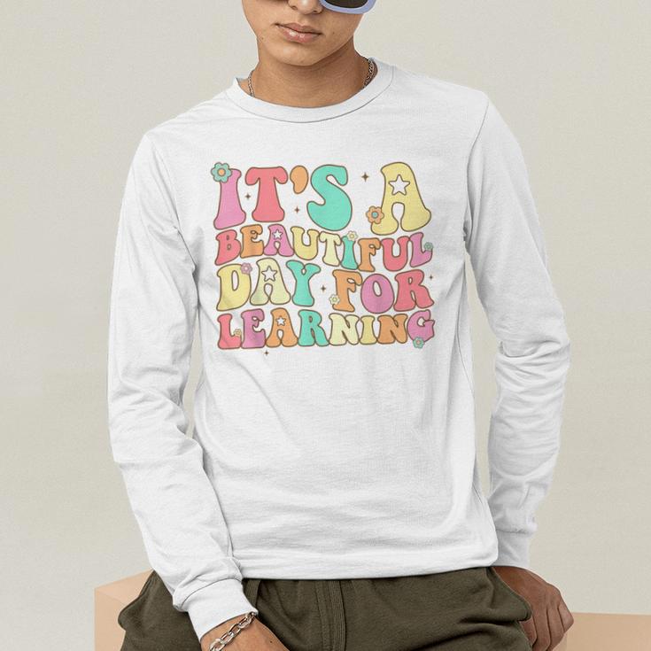 It's Beautiful Day For Learning Retro Teacher Students Women Men's Long Sleeve T-Shirt, funny gift