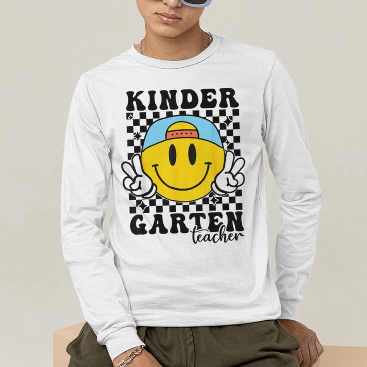Kindergarten Teacher Hippie Smile Face Back School Men's Long Sleeve T-Shirt, funny gift Kindergarten Teacher Hippie Smile Face Back School Men's Long Sleeve T-Shirt, funny gift