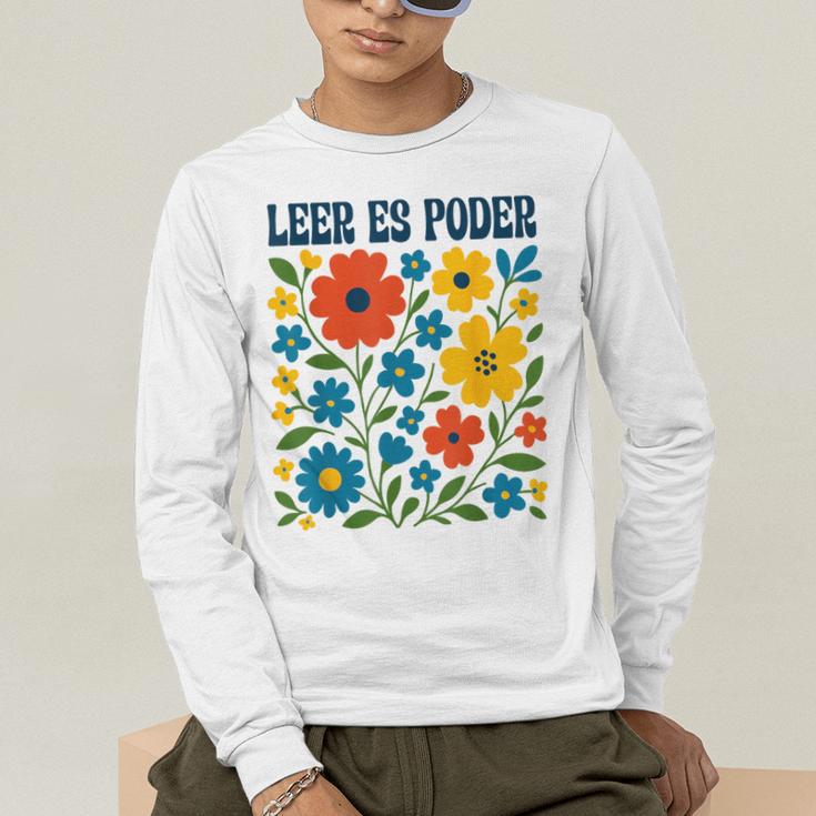 Leer Es Poder Cute Floral Boho Spanish Teacher Reading Men's Long Sleeve T-Shirt, funny gift Leer Es Poder Cute Floral Boho Spanish Teacher Reading Men's Long Sleeve T-Shirt, funny gift
