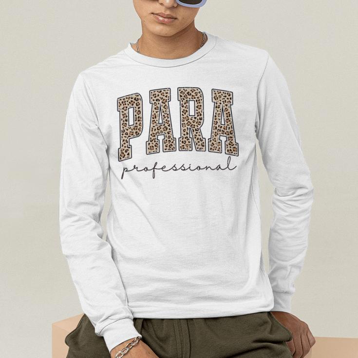 Leopard Paraprofessional Back To School Para Squad Teacher Men's Long Sleeve T-Shirt, funny gift Leopard Paraprofessional Back To School Para Squad Teacher Men's Long Sleeve T-Shirt, funny gift