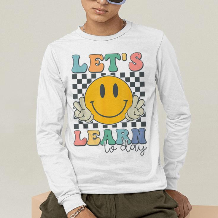Let's Learn Today Smile Face Back To School For Teacher Kids Men's Long Sleeve T-Shirt, funny gift
