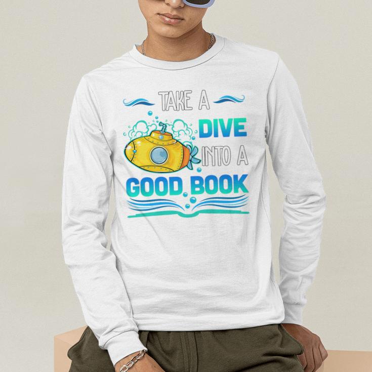 Librarian Teacher Dive Into A Good Book Reading Premium Tri-Blend Men's Long Sleeve T-Shirt, funny gift Librarian Teacher Dive Into A Good Book Reading Premium Tri-Blend Men's Long Sleeve T-Shirt, funny gift