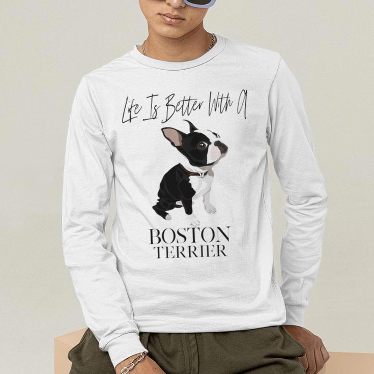 Life Is Better With A Boston Terrier Dog For Lover Men's Long Sleeve T-Shirt, funny gift