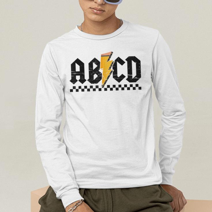 Lightning Pencil Rock'n Roll ABCD Teacher Back To School Kid Men's Long Sleeve T-Shirt, funny gift Lightning Pencil Rock'n Roll ABCD Teacher Back To School Kid Men's Long Sleeve T-Shirt, funny gift