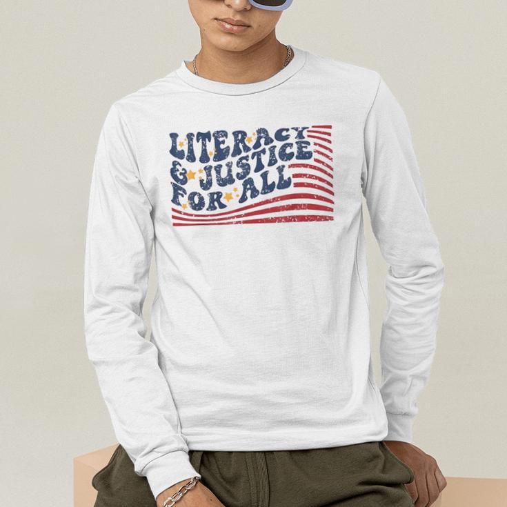 Literacy Justice For All Teacher Men's Long Sleeve T-Shirt, funny gift Literacy Justice For All Teacher Men's Long Sleeve T-Shirt, funny gift