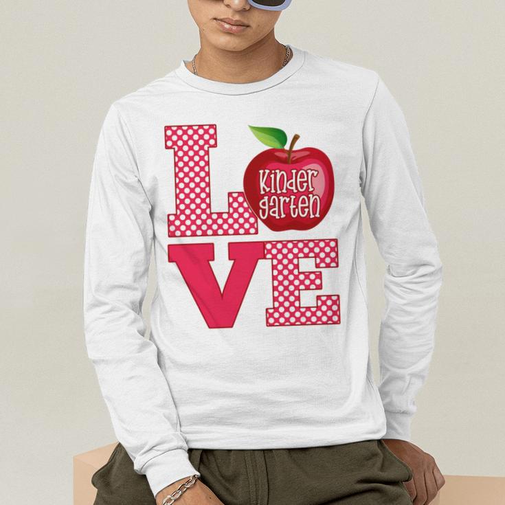 Love Kindergarten Cute Apple School Teacher Men's Long Sleeve T-Shirt, funny gift Love Kindergarten Cute Apple School Teacher Men's Long Sleeve T-Shirt, funny gift