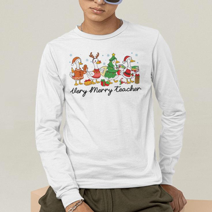 Very Merry Teacher Christmas Goose Silly Holiday Party Men's Long Sleeve T-Shirt, funny gift Very Merry Teacher Christmas Goose Silly Holiday Party Men's Long Sleeve T-Shirt, funny gift