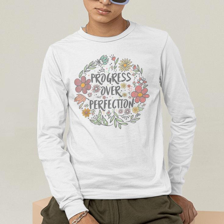 Motivational Progress Over Perfection Back To School Teacher Men's Long Sleeve T-Shirt, funny gift Motivational Progress Over Perfection Back To School Teacher Men's Long Sleeve T-Shirt, funny gift