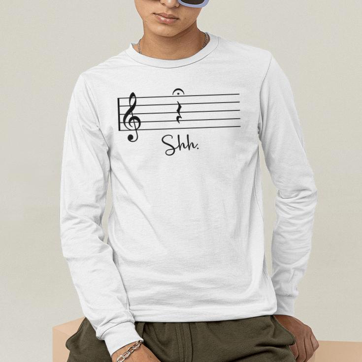 Music Notes Shirt Shh Quarter Fermata Teacher Men's Long Sleeve T-Shirt, funny gift