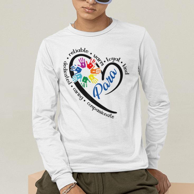 Para Heart Teacher Paraprofessional Paraeducator Men Women Men's Long Sleeve T-Shirt, funny gift