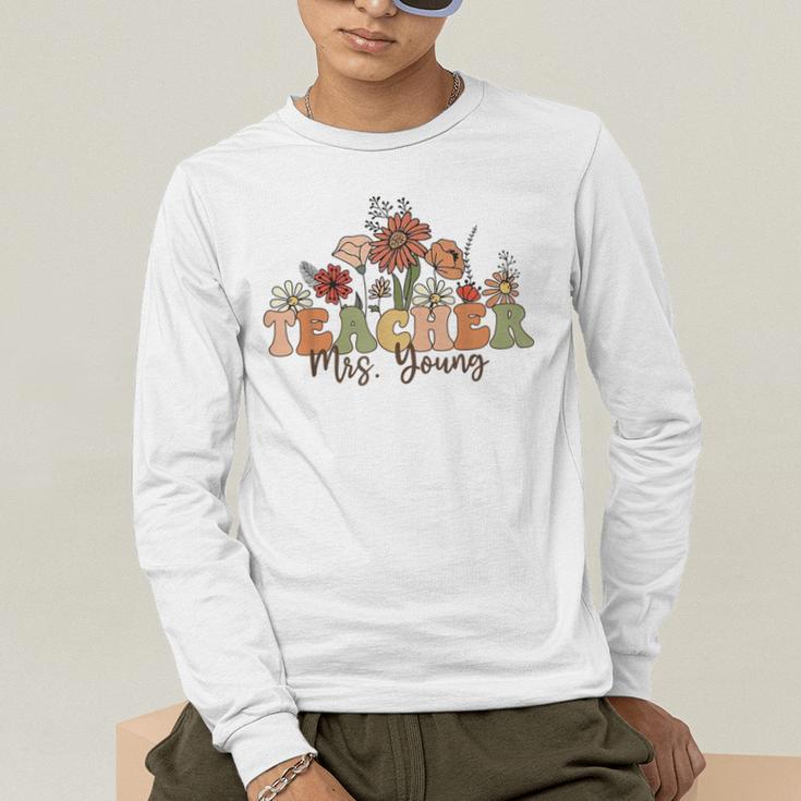 Personalized Name Teacher Mrs Young Back To School Custom Men's Long Sleeve T-Shirt, funny gift