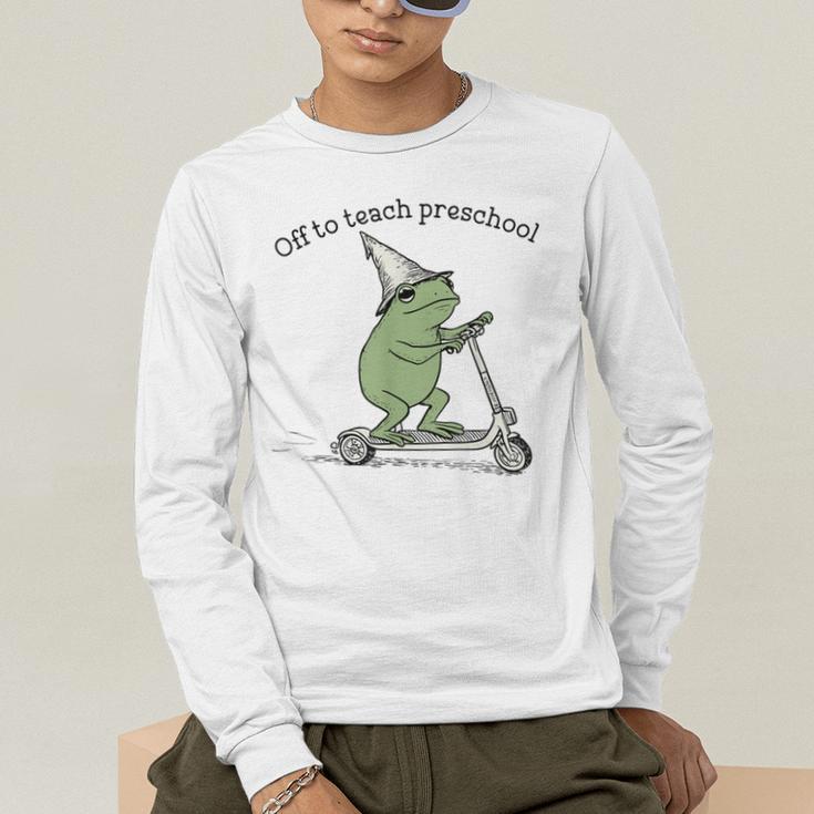 Pre K Grade Teacher Frog Back To School Preschool Men's Long Sleeve T-Shirt, funny gift