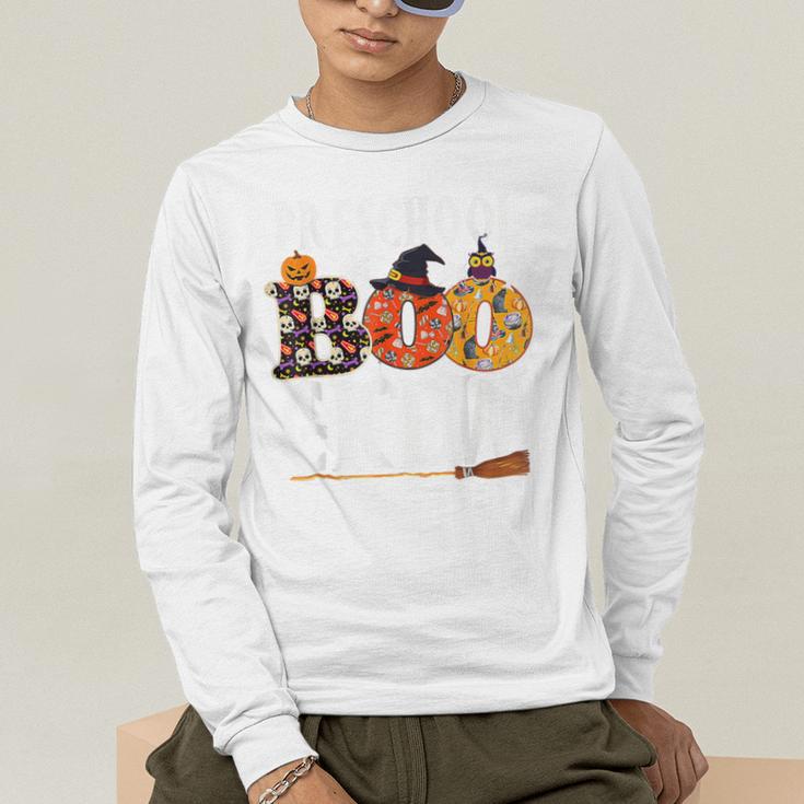 Preschool Boo Crew Teacher Halloween Men's Long Sleeve T-Shirt, funny gift