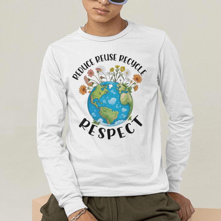 Reduce Reuse Recycle Respect Earth Day Teacher Girl Women Men's Long Sleeve T-Shirt, funny gift Reduce Reuse Recycle Respect Earth Day Teacher Girl Women Men's Long Sleeve T-Shirt, funny gift
