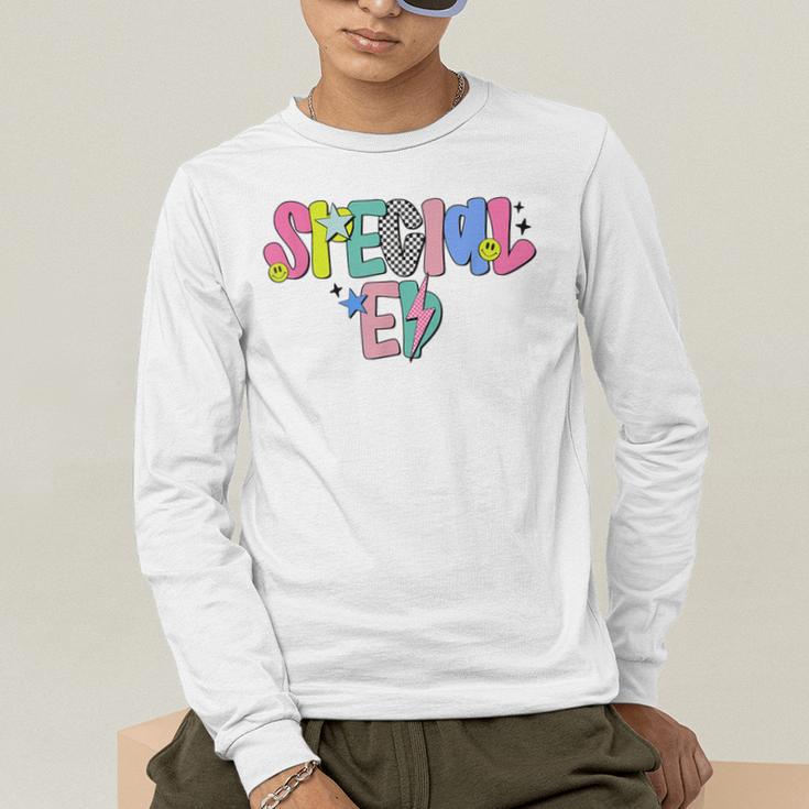 Retro Checkered Special Education Teacher Back To School Men's Long Sleeve T-Shirt, funny gift Retro Checkered Special Education Teacher Back To School Men's Long Sleeve T-Shirt, funny gift
