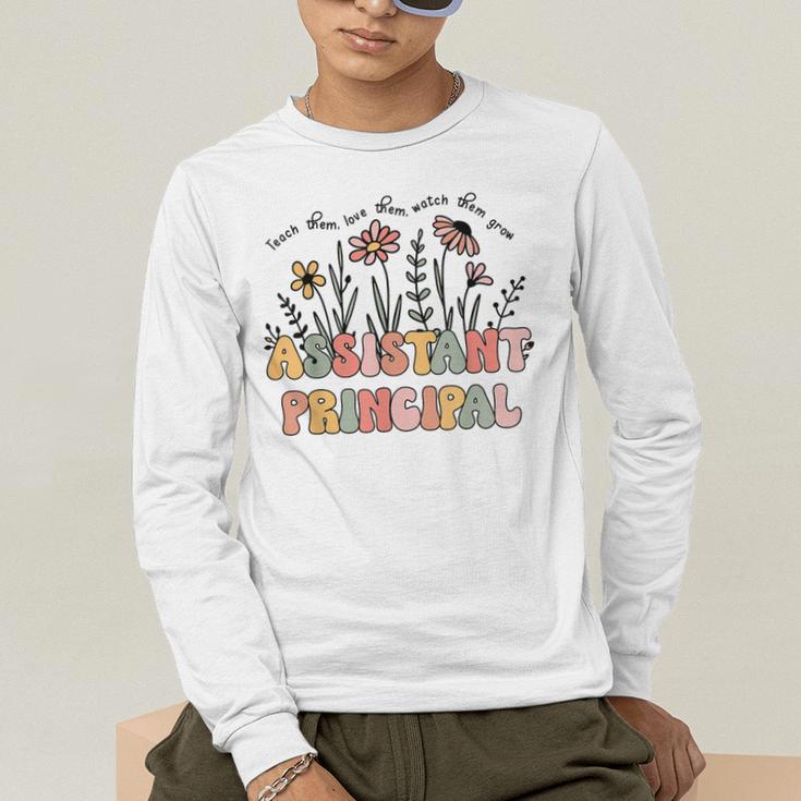Retro Floral Assistant Principal Shirt For Teachers Day Men's Long Sleeve T-Shirt, funny gift
