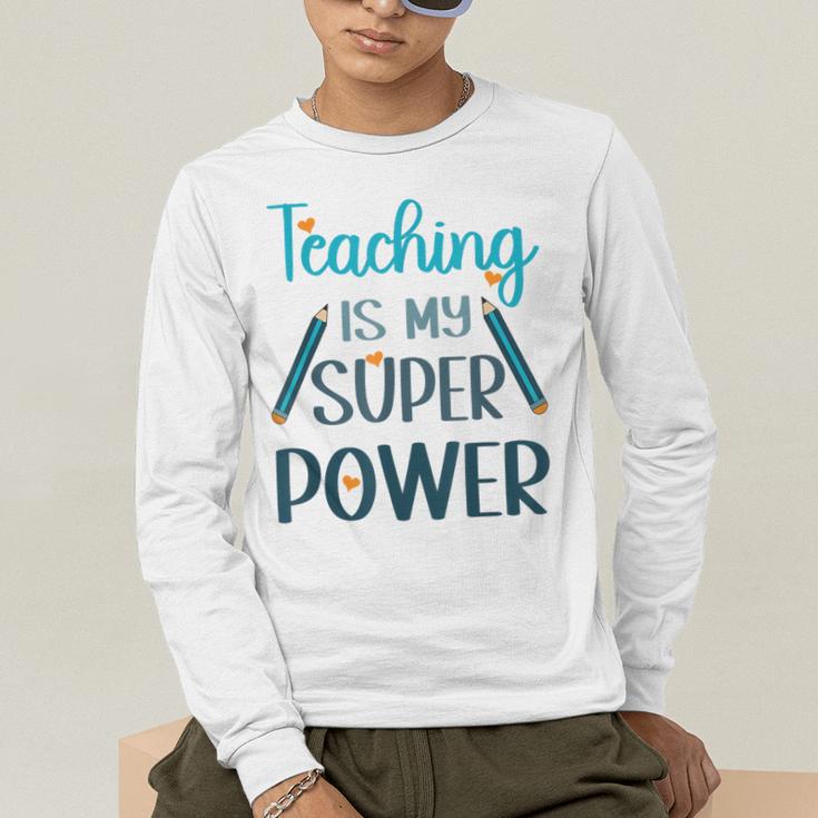 Retro Groovy Teaching Is My Super Power Teacher's Present Men Women Men's Long Sleeve T-Shirt, funny gift Retro Groovy Teaching Is My Super Power Teacher's Present Men Women Men's Long Sleeve T-Shirt, funny gift