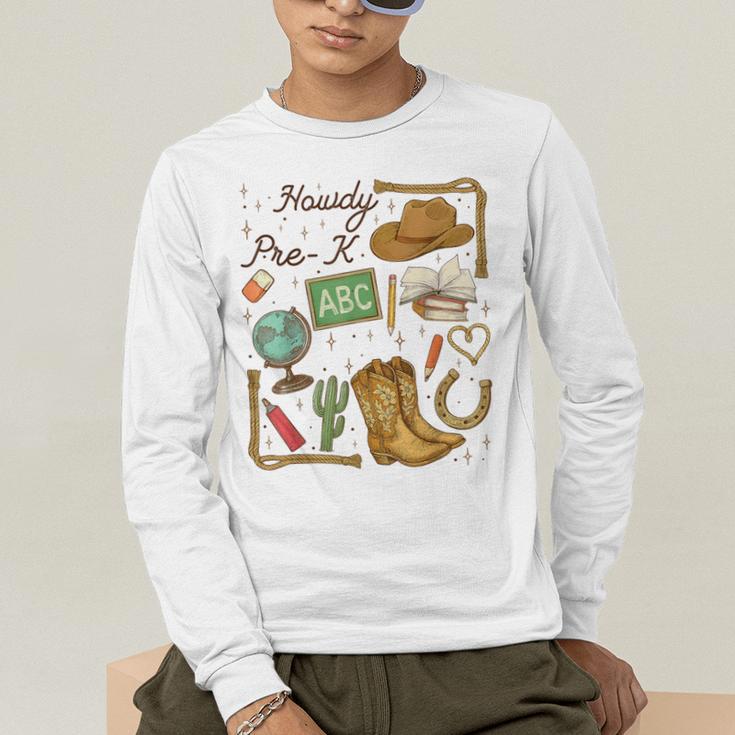 Retro Howdy Pre-K Back To School Western Teacher Men's Long Sleeve T-Shirt, funny gift Retro Howdy Pre-K Back To School Western Teacher Men's Long Sleeve T-Shirt, funny gift