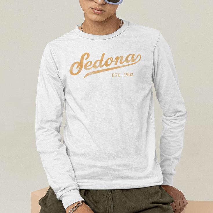 Retro Sedona Script Vintage Throwback Kids Men's Long Sleeve T-Shirt, funny gift