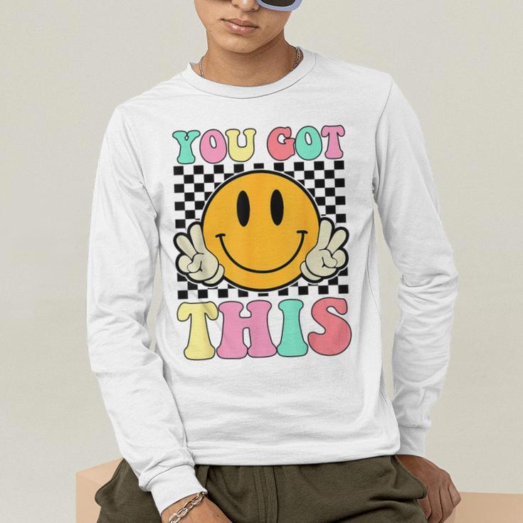 You Got This Retro Smile Motivational Testing Day Teacher Men's Long Sleeve T-Shirt, funny gift