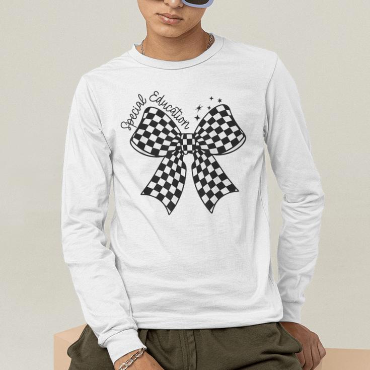 Retro Special Education Squad Coquette Bow SPED Teacher Men's Long Sleeve T-Shirt, funny gift