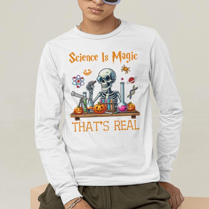 Science Is Magic Halloween Skeleton Students Teacher Men's Long Sleeve T-Shirt, funny gift Science Is Magic Halloween Skeleton Students Teacher Men's Long Sleeve T-Shirt, funny gift