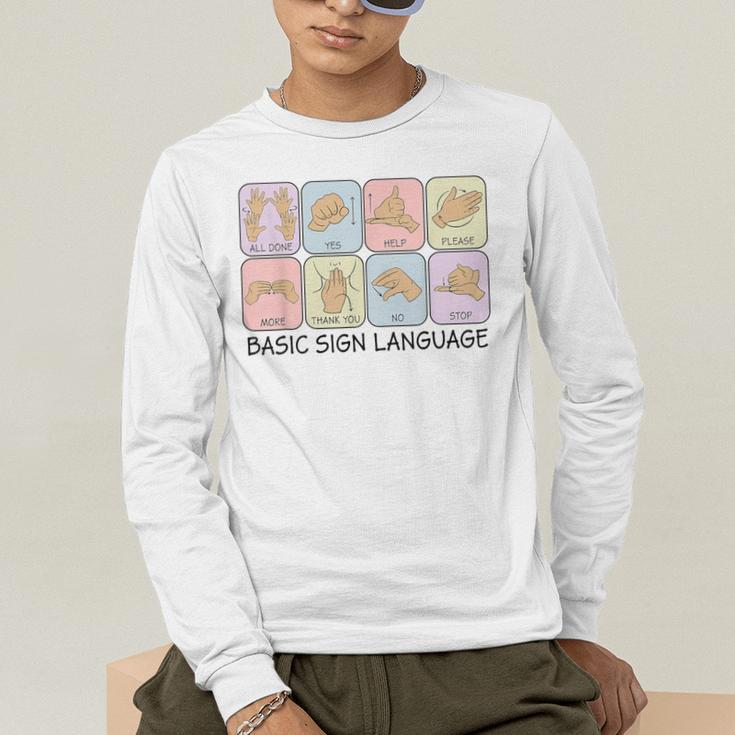 Basic Sign Language Speech Pathology Aac Sped Teacher Men's Long Sleeve T-Shirt, funny gift Basic Sign Language Speech Pathology Aac Sped Teacher Men's Long Sleeve T-Shirt, funny gift