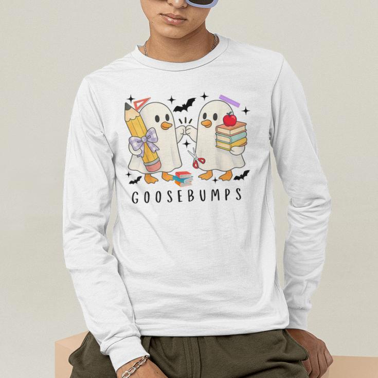 Silly Goose Spooky Teacher Halloween Cute Goosebumps Men's Long Sleeve T-Shirt, funny gift Silly Goose Spooky Teacher Halloween Cute Goosebumps Men's Long Sleeve T-Shirt, funny gift
