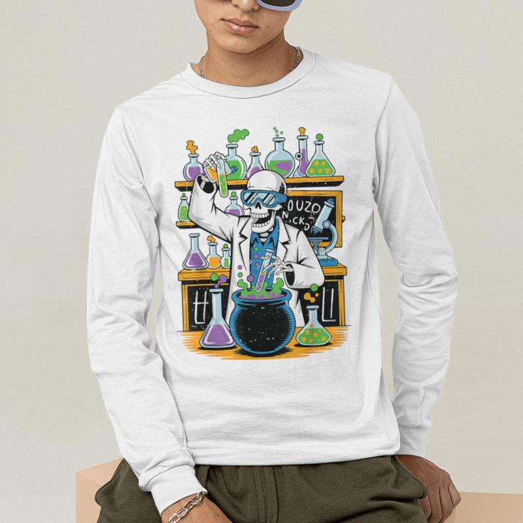 Skeleton Mad Scientist Halloween Costume Science Teacher Men's Long Sleeve T-Shirt, funny gift Skeleton Mad Scientist Halloween Costume Science Teacher Men's Long Sleeve T-Shirt, funny gift