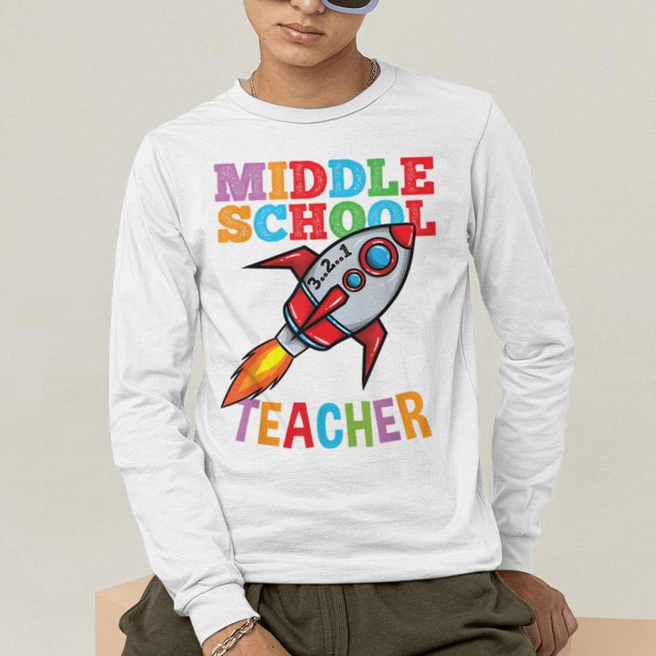 Space Middle School Teacher Back To School Men Women Kids Men's Long Sleeve T-Shirt, funny gift
