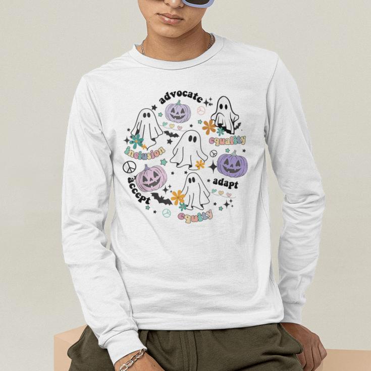 Special Education Teacher Halloween Pumpkin Ghost Inclusion Men's Long Sleeve T-Shirt, funny gift
